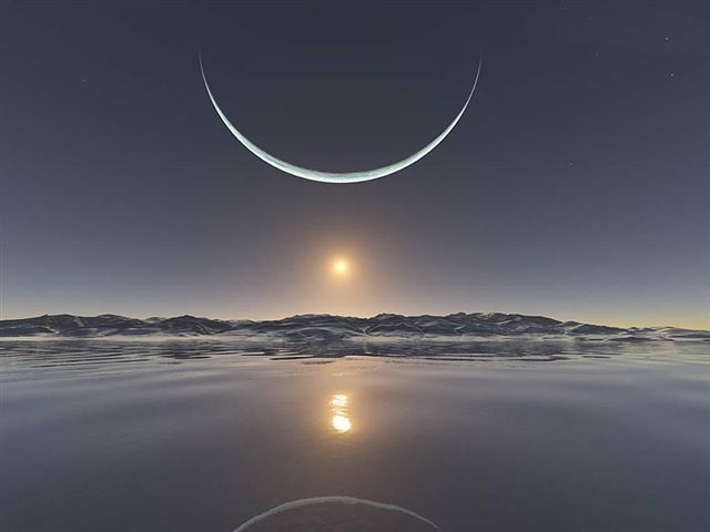 Sun and moon from the north pole